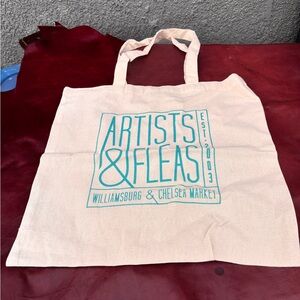 Artists & Fleas Canvas Tote Bag in Natural with Teal Logo